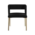 Chaise de salle à manger en velours noir avec pieds en laiton brossé, lot de 2