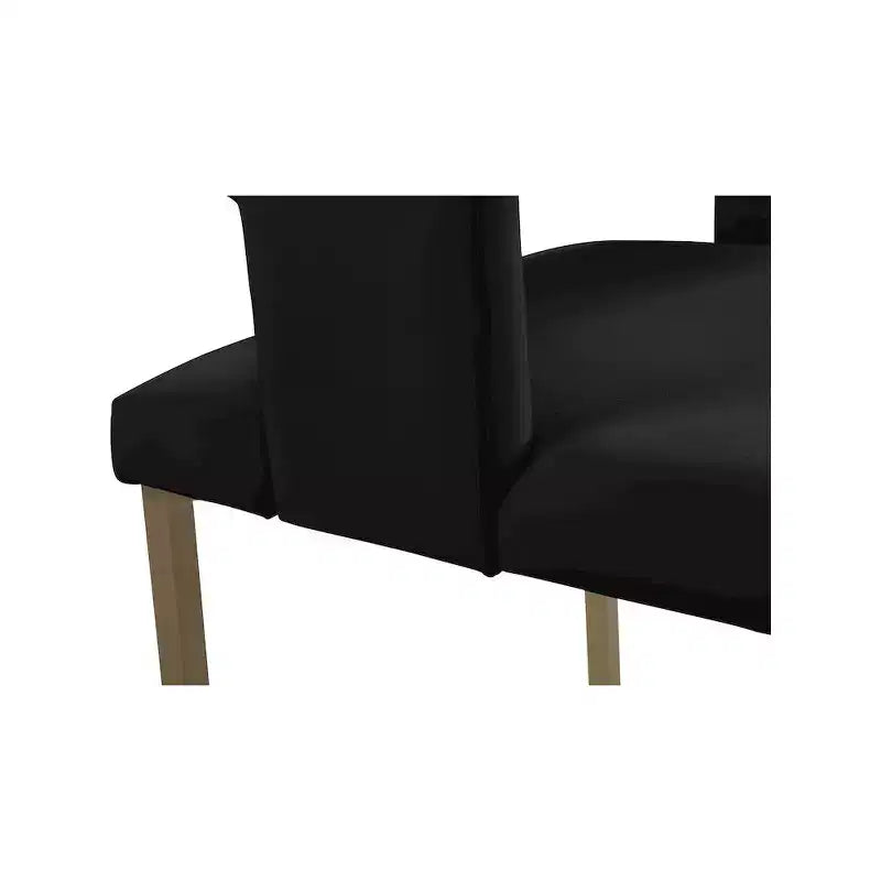 Chaise de salle à manger en velours noir avec pieds en laiton brossé, lot de 2