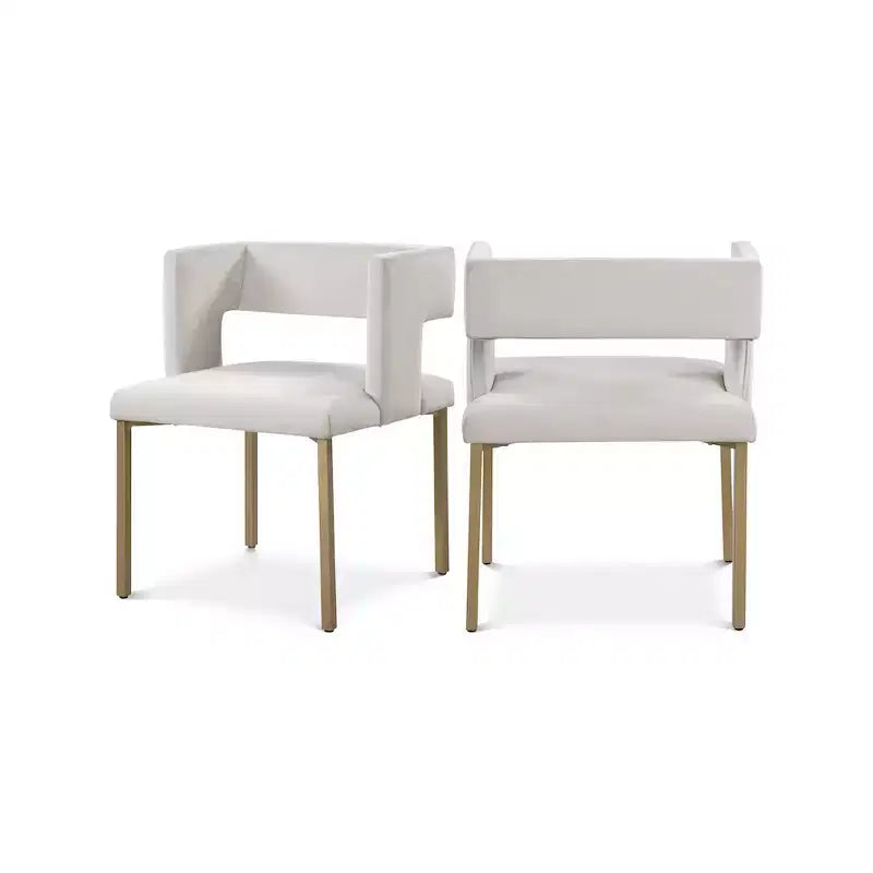 Chaise de salle à manger en velours noir avec pieds en laiton brossé, lot de 2