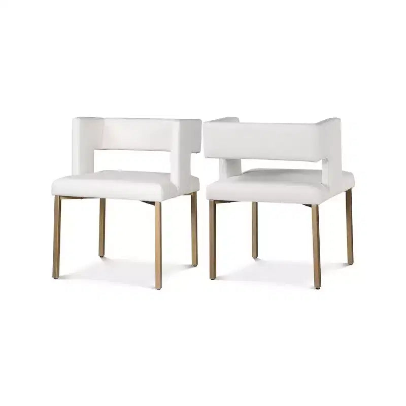 Chaise de salle à manger en velours noir avec pieds en laiton brossé, lot de 2