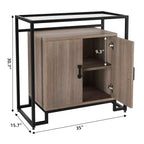 Bahut 2 portes avec cadre en acier, marron