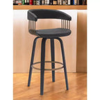 Chaise de bar pivotante de 31 pouces en similicuir noir avec accoudoirs et repose-pieds