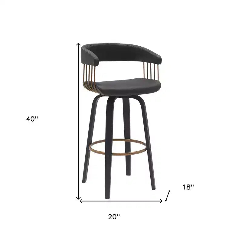Chaise de bar pivotante de 31 pouces en similicuir noir avec accoudoirs et repose-pieds