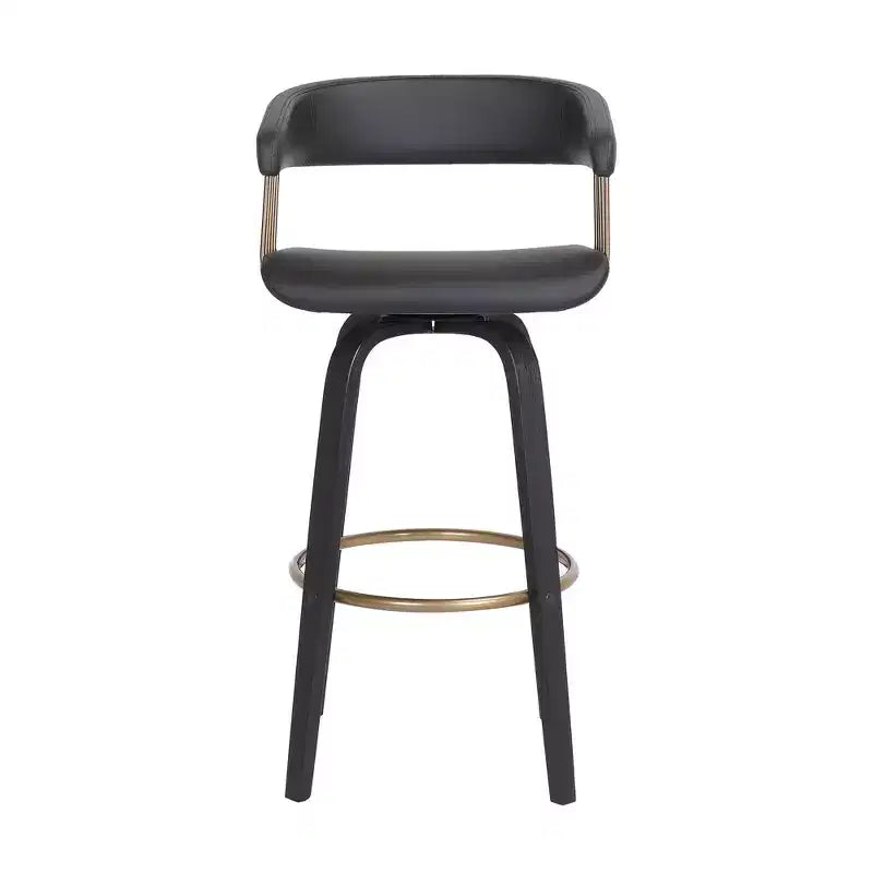 Chaise de bar pivotante de 31 pouces en similicuir noir avec accoudoirs et repose-pieds