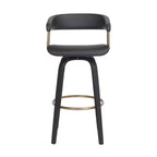 Chaise de bar pivotante de 31 pouces en similicuir noir avec accoudoirs et repose-pieds