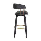 Chaise de bar pivotante de 31 pouces en similicuir noir avec accoudoirs et repose-pieds