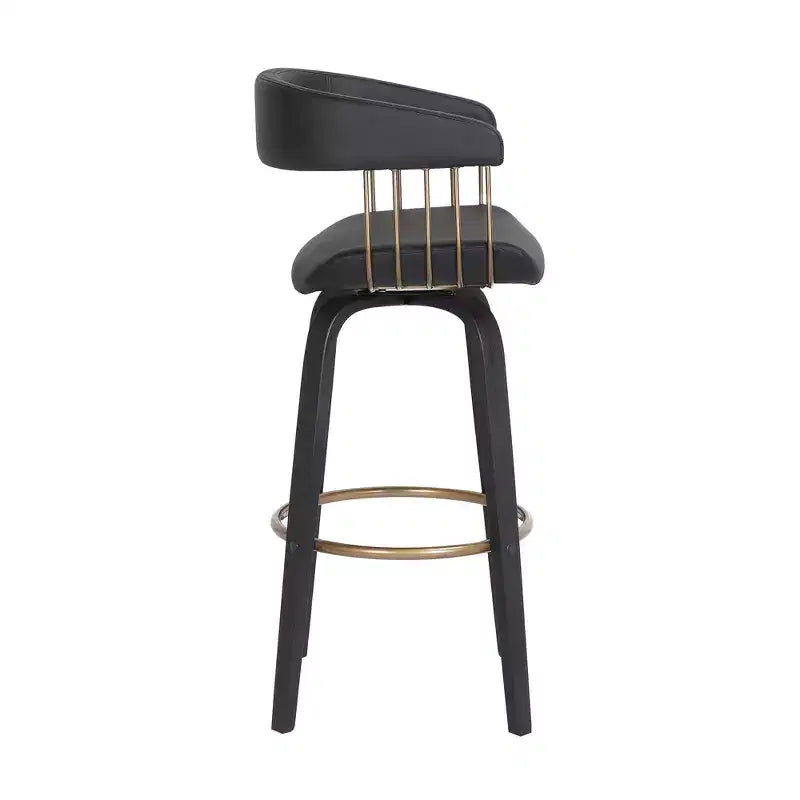 Chaise de bar pivotante de 31 pouces en similicuir noir avec accoudoirs et repose-pieds