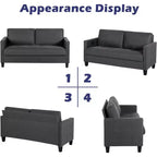 Canapé 3 places gris lin style Mid-Century 183 cm avec ports de charge USB
