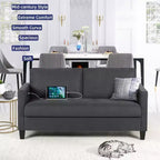 Canapé 3 places gris lin style Mid-Century 183 cm avec ports de charge USB
