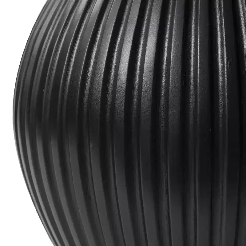 Table d'appoint sablier moderne cannelée en fibrestone, noire
