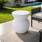 Table d'appoint sablier moderne cannelée en fibrestone, noire