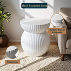 Table d'appoint sablier moderne cannelée en fibrestone, noire