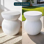 Table d'appoint sablier moderne cannelée en fibrestone, noire