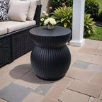 Table d'appoint sablier moderne cannelée en fibrestone, noire