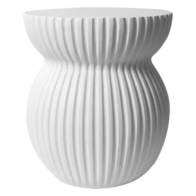 Table d'appoint sablier moderne cannelée en fibrestone, noire