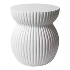 Table d'appoint sablier moderne cannelée en fibrestone, noire