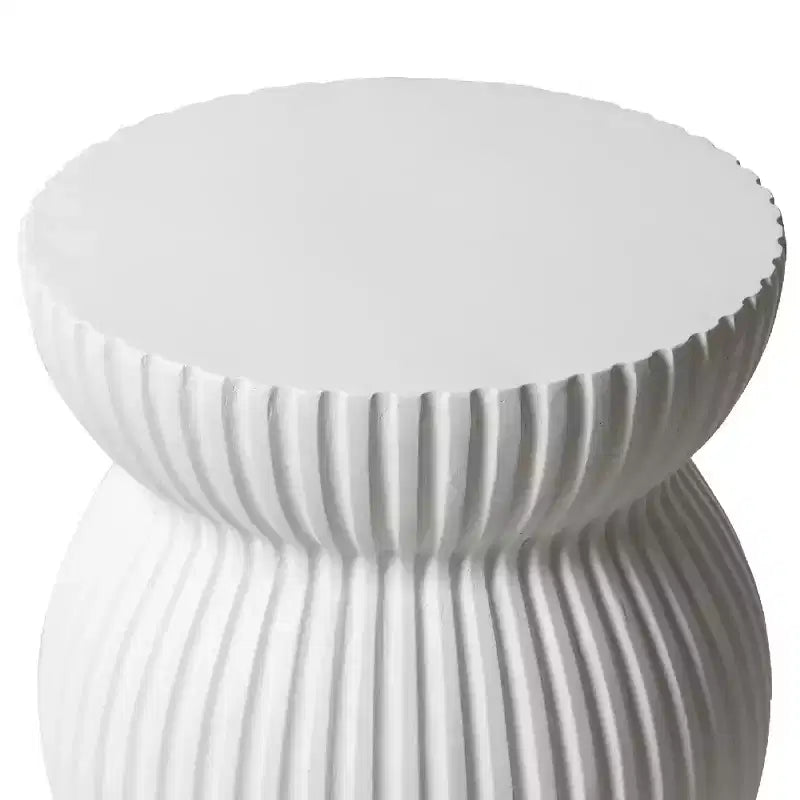 Table d'appoint sablier moderne cannelée en fibrestone, noire