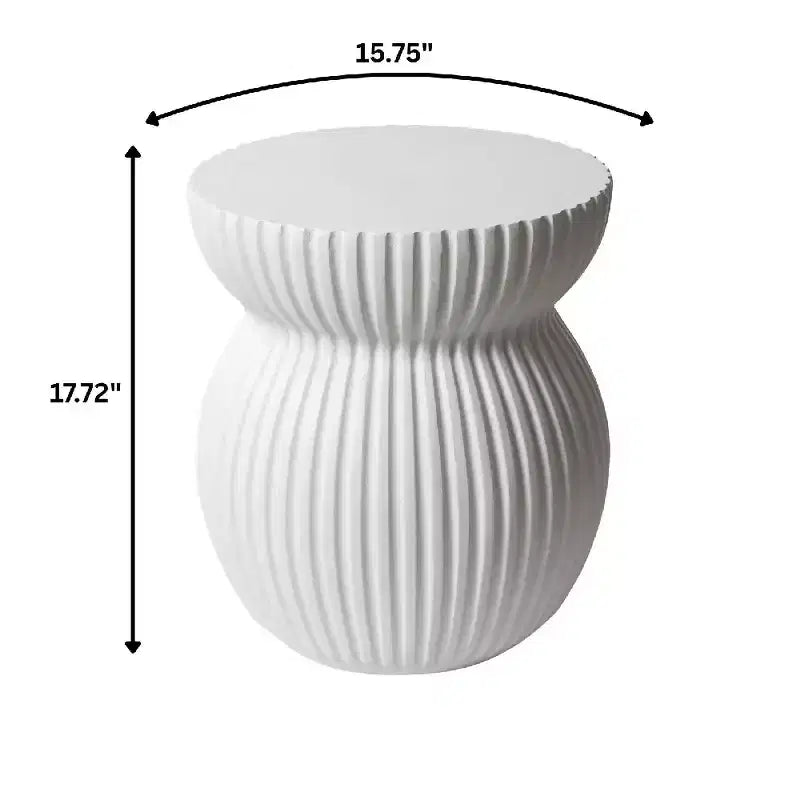 Table d'appoint sablier moderne cannelée en fibrestone, noire