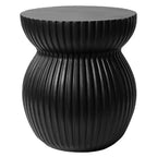 Table d'appoint sablier moderne cannelée en fibrestone, noire