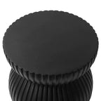 Table d'appoint sablier moderne cannelée en fibrestone, noire