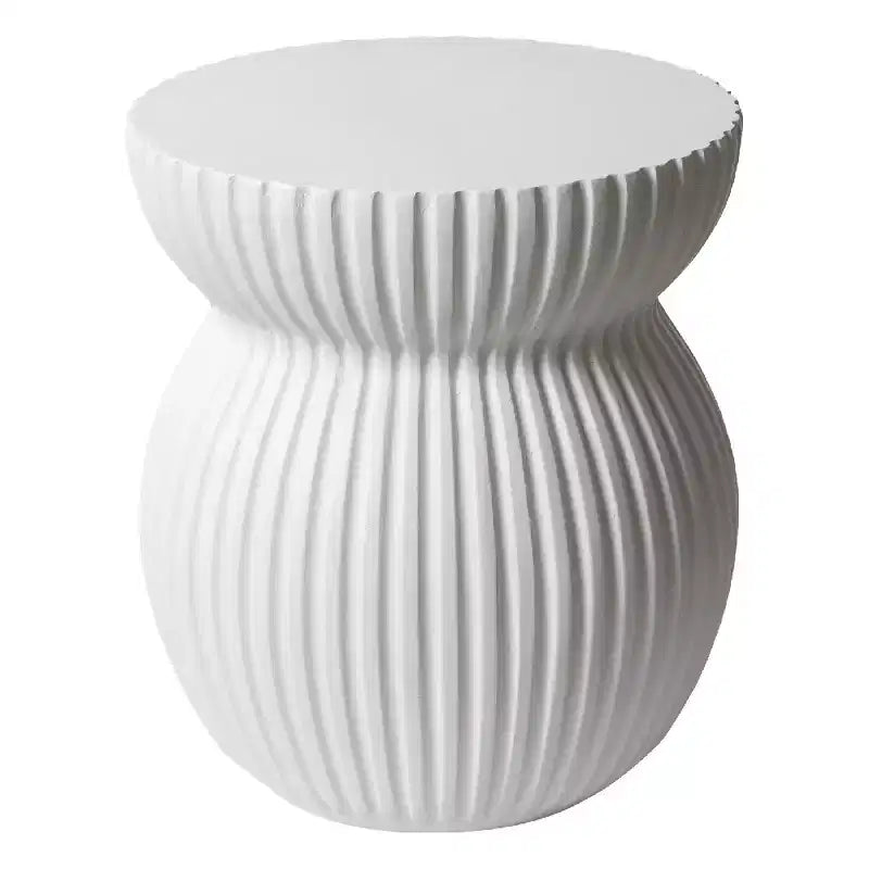 Table d'appoint sablier moderne cannelée en fibrestone, noire