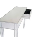 Bureau d'ordinateur et coiffeuse modernes à 2 tiroirs, finition miroir argentée