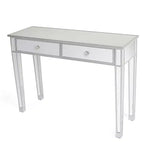 Bureau d'ordinateur et coiffeuse modernes à 2 tiroirs, finition miroir argentée