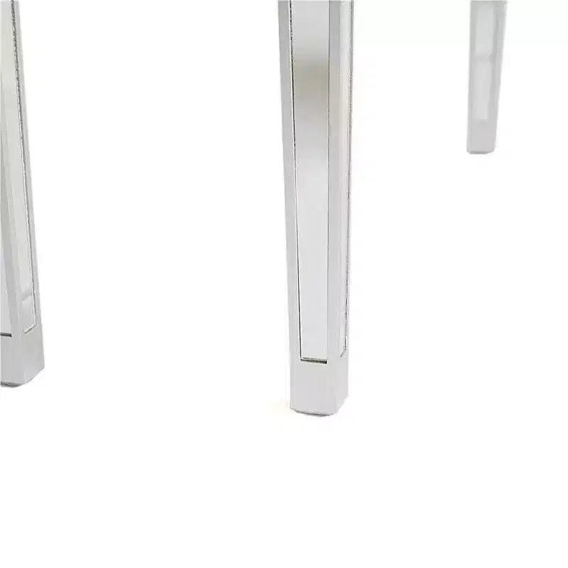 Bureau d'ordinateur et coiffeuse modernes à 2 tiroirs, finition miroir argentée