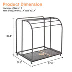 Porte-serviettes de piscine autoportant d'extérieur 5 barres avec base en rotin, gris
