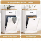 Meuble poubelle simple basculant de 38 litres – Poubelle autonome blanche pour cuisine, salle à manger, salon