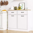 Meuble poubelle simple basculant de 38 litres – Poubelle autonome blanche pour cuisine, salle à manger, salon