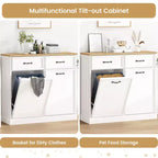 Meuble poubelle simple basculant de 38 litres – Poubelle autonome blanche pour cuisine, salle à manger, salon