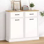 Meuble poubelle simple basculant de 38 litres – Poubelle autonome blanche pour cuisine, salle à manger, salon
