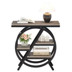 Table d'appoint à 3 niveaux moderne grise de 65 cm avec cadre métallique géométrique