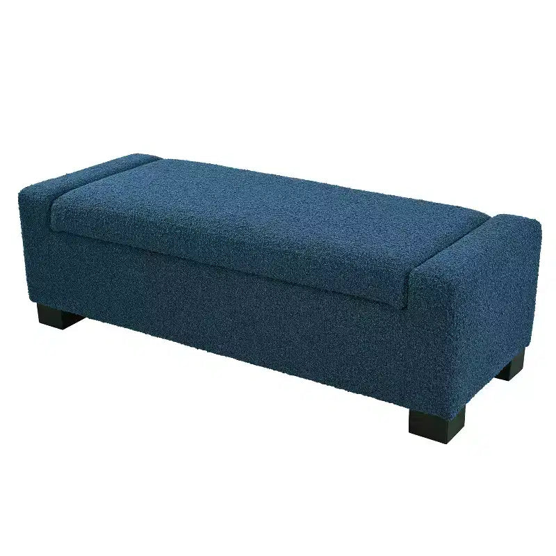 Banc Ottoman 50" en Boucle Texturé avec Couvercle Charnière et Rangement Dissimulé