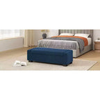 Banc Ottoman 50" en Boucle Texturé avec Couvercle Charnière et Rangement Dissimulé