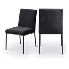 Meridina Furniture,Reeves Black Chenille Fabric Upholstered Dining Side Chair, Set of 2