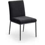 Chaise de salle à manger latérale rembourrée en chenille noire, ensemble de 2