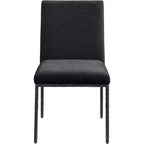 Chaise de salle à manger latérale rembourrée en chenille noire, ensemble de 2