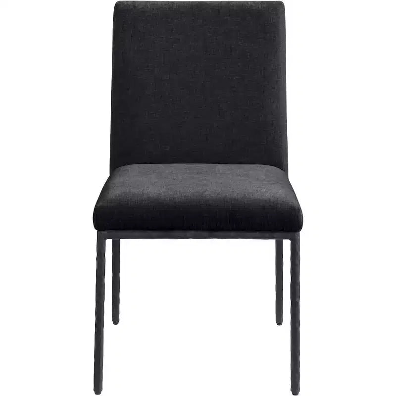 Chaise de salle à manger latérale rembourrée en chenille noire, ensemble de 2