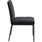 Chaise de salle à manger latérale rembourrée en chenille noire, ensemble de 2