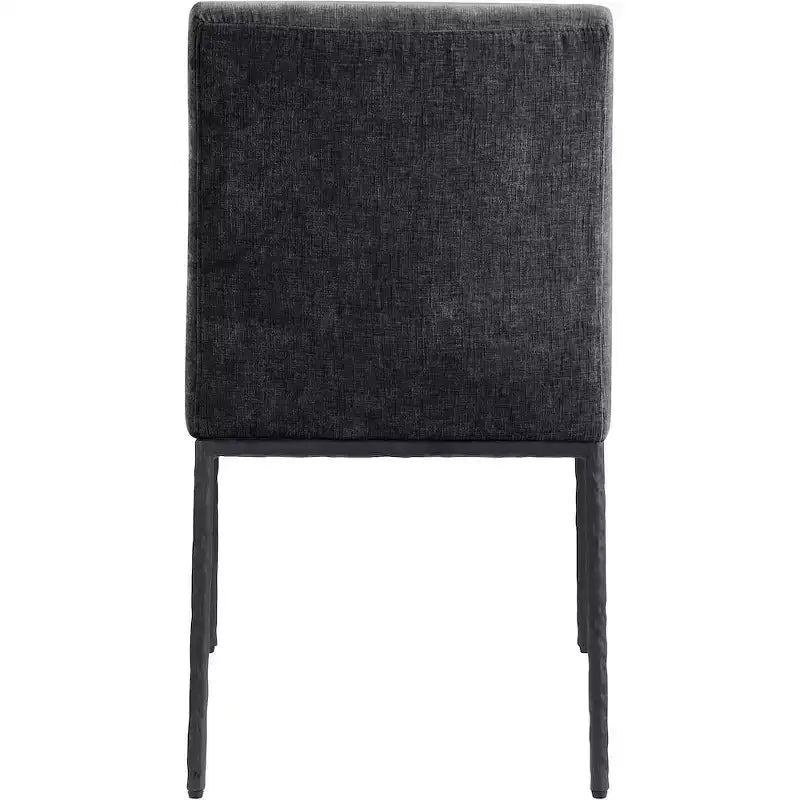 Chaise de salle à manger latérale rembourrée en chenille noire, ensemble de 2