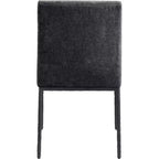 Chaise de salle à manger latérale rembourrée en chenille noire, ensemble de 2