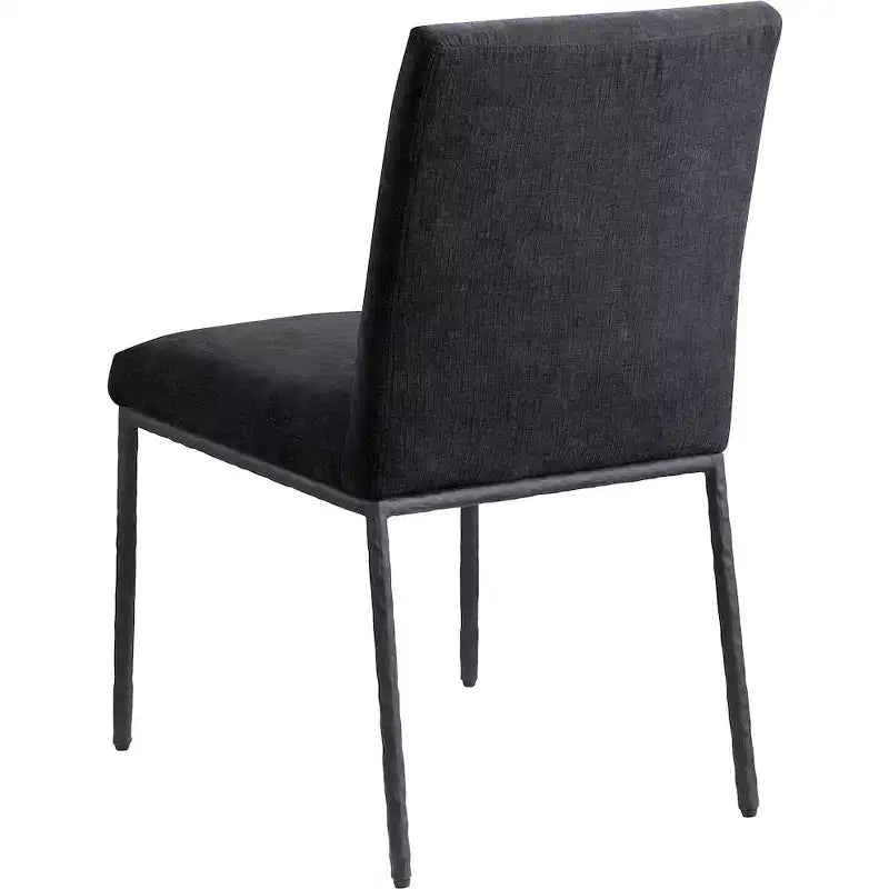 Chaise de salle à manger latérale rembourrée en chenille noire, ensemble de 2