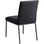 Chaise de salle à manger latérale rembourrée en chenille noire, ensemble de 2