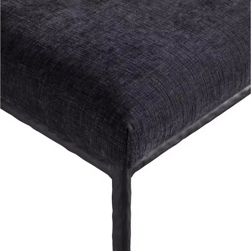 Chaise de salle à manger latérale rembourrée en chenille noire, ensemble de 2