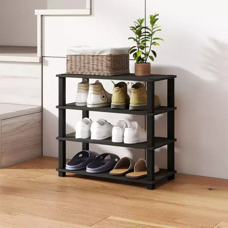 Meuble à chaussures 4 niveaux pour 12 paires, montage sans outils
