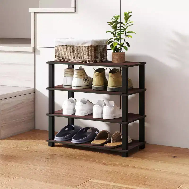 Meuble à chaussures 4 niveaux pour 12 paires, montage sans outils