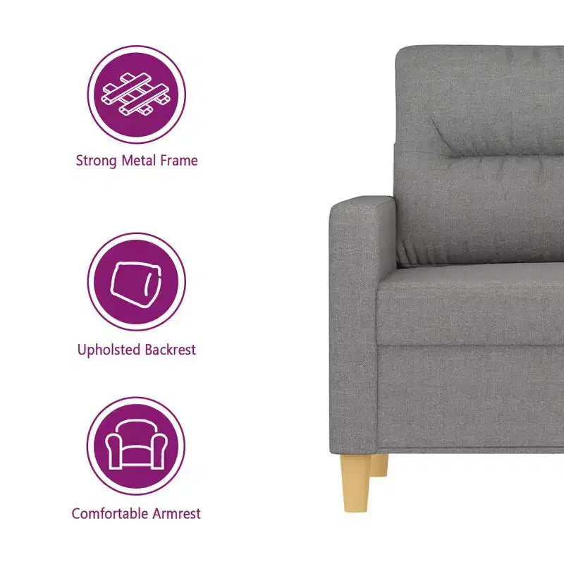 Canapé 2 places en tissu gris foncé, 100 % polyester avec structure en métal et contreplaqué
