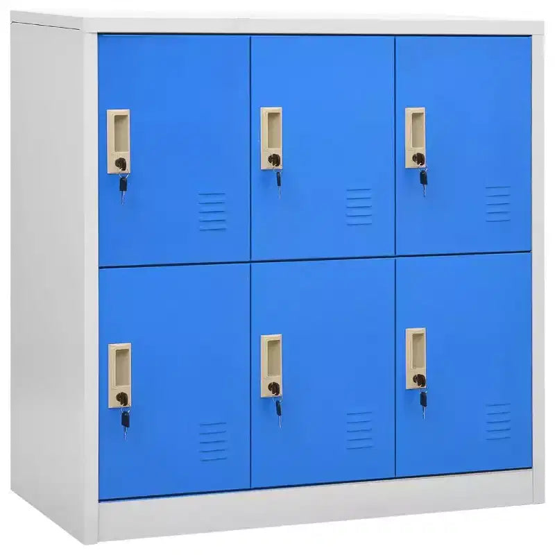 vidaXL Durable Storage Locker Cabinets - Modern Design, Made of Steel in Gray and Blue - Ideal for Schools, Offices - 35.4x17.7x36.4
